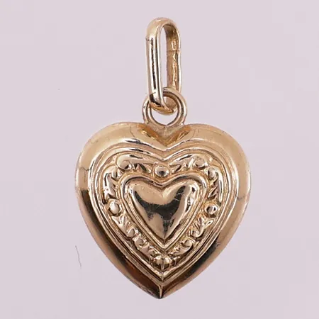 Anheng hjerte, lengde 19,1 mm, bredde 11,7 mm, 14K Vekt: 0,6 g Kontakt Lånekontoret for frakt
