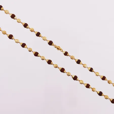 Halskjede rudraksha, lengde 59 cm, bredde 5 mm, uten lås, 22K Vekt: 19,5 g Kontakt Lånekontoret for frakt
