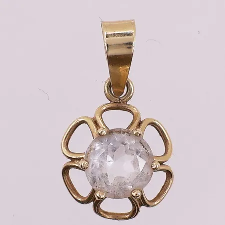 Anheng med klar sten, lengde 20,5 mm, bredde 11,5 mm, 14K Vekt: 1 g Kontakt Lånekontoret for frakt