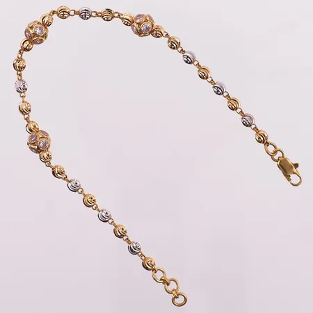 Armbånd med klare stener, lengde 19 cm, bredde 6,4 mm, 21K Vekt: 7,3 g Kontakt Lånekontoret for frakt