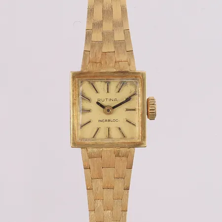 Dameur Rutina, boett og lenke i 14K gull, manuell, bruttovekt 22,4g. Kontakt Lånekontoret for frakt