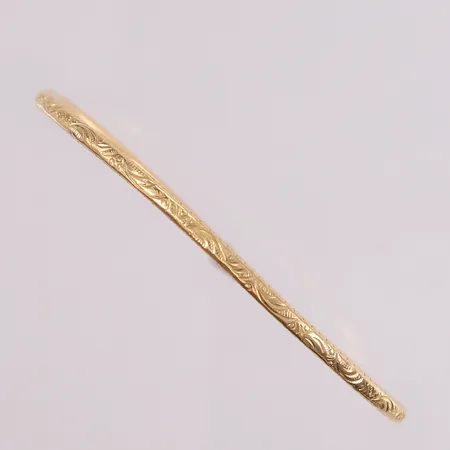 Armring, ca ø78mm, bredde ca 3mm, skev, 14K gull. Vekt: 14,5 g Kontakt Lånekontoret for frakt