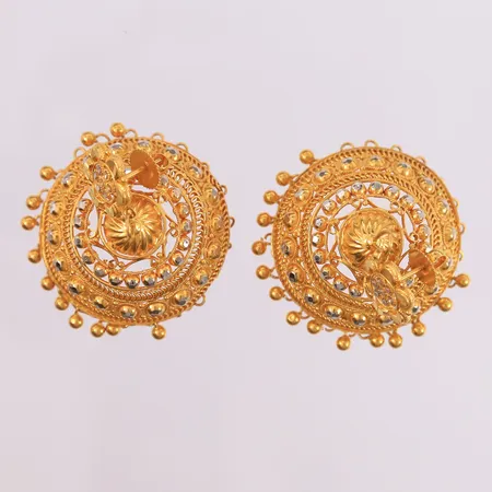 Ett par øredobber, to-farget, ø38mm, 22K Vekt: 26,5 g Kontakt Lånekontoret for frakt