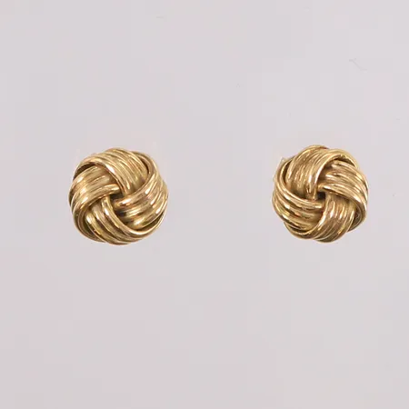 Ett par dobber, knute, lengde 14mm, 14K gull. Vekt: 2,8 g Kontakt Lånekontoret for frakt