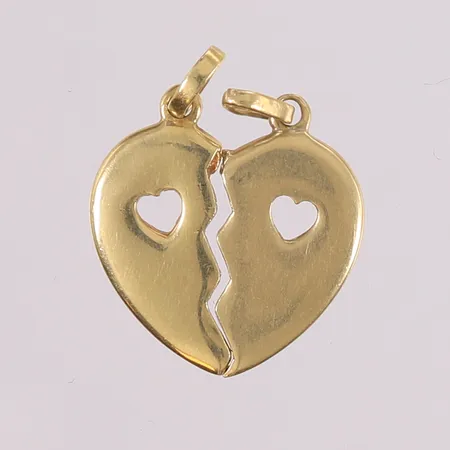 Anheng hjerte, todelt, høyde ca 22mm, 14K. Vekt: 2,7 g Kontakt Lånekontoret for frakt