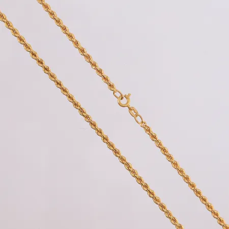 Cordell-halskjede, lengde 71cm, bredde 3mm, italienske stempler, hult, 14K. Vekt: 9,4 g Kontakt Lånekontoret for frakt