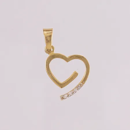 Anheng hjerte med diamanter (3 x ca. 0,01ct), 23x14mm, 18K Vekt: 1,1 g Kontakt Lånekontoret for frakt