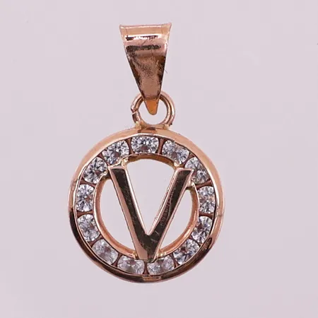 Anheng med klare stener, lengde 17,9 mm, bredde 1,9 mm, 14K Vekt: 0,5 g Kontakt Lånekontoret for frakt