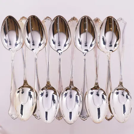 10 spiseskjeer Märtha, lengde 17,5 cm, Th. Martinsen, 830S Vekt: 334,9 g Kontakt Lånekontoret for frakt