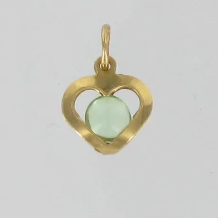 Hänge "hjärta" med grön sten, 10mm, 18K Vikt: 0,5 g