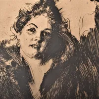 Tavla, Anders Zorn, etsning, Maja von Heijne, signerad med blyerts, daterad 1900 i plåten,  24,4x19,8cm, lätt gulnad, några mindre fläckar. Vikt: 0 g Skickas med postpaket.