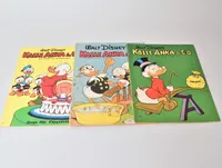 6 st Serietidningar, Kalle Anka år 1951:8, 1961:11, 1972:7, Daffy 1966:5, Walt Disneys serier (Musse Pigg) 1972:8, Dennis 1961:19, fläckar mm. Vikt: 0 g