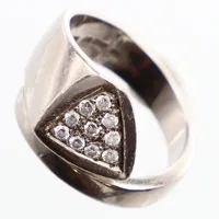Ring, Ø17½, diamanter 10 x ca 0,02ct, bredd: 5-14mm, vitguld, repig, 18K Vikt: 12 g