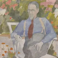 Knut Hanqvist (1904-1981), Olja på duk, "I trädgården", Signerad och daterad K. Hanqvist - 42, Bildmått 45x54,5cm, Slapp duk.  Vikt: 0 g Skickas med postpaket.