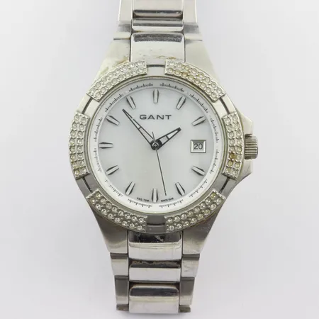 Armbandsur Gant, Ø ca 39 mm, stål, quartz, batteribyte krävs, sliten Vikt: 0 g Skickas med paket.