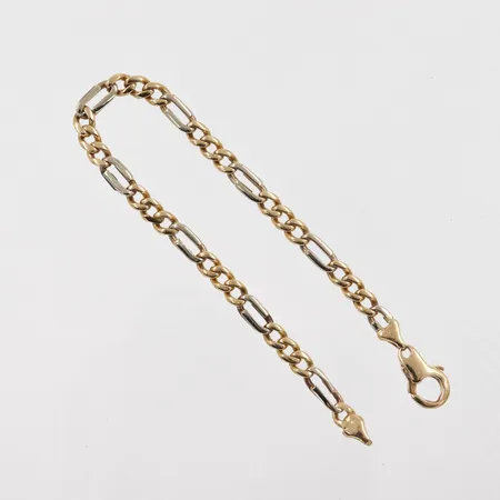 Armband Figaro, tvåfärgat, längd 19 cm, bredd 4,6 mm, 18K  Vikt: 14,2 g