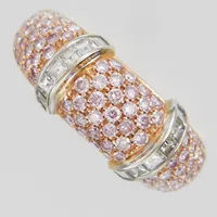 Ring, Boucheron, Scala, 99 briljantslipade rosa diamanter 1,04ctv, 12 carréslipade diamanter 0,47ctv, Ø17¾ (56), bredd:4,5-9,5mm, serienummer:B.77326123, roséguld 18K, vikt:7,8g, kvitto Boucheron Cannes 2001-04-30, inga tillbehör. 