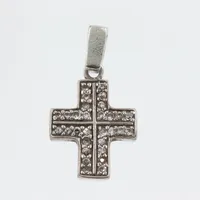 Hänge, kors med stenar, höjd utan ögla ca 1,5 cm, silver 925/1000 Vikt: 2,5 g
