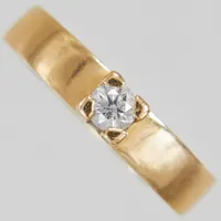 Ring, briljantslipad diamant ca0,20ct, Ø16¼, bredd:4mm, gravyr, 18K Vikt: 6 g