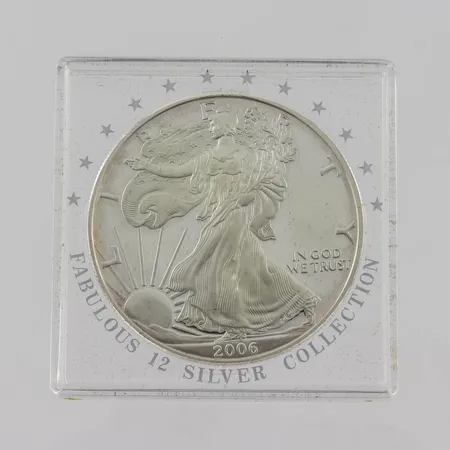 Samlarmynt USA 1 dollar 2006 American Silver Eagle, Ø 40,6mm, silver 999/1000 Vikt: 31,1 g