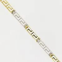 Armband vitguld/gulguld, meanderbård, 18,5cm, bredd 3,5mm, 14K Vikt: 5,1 g