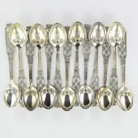 13 Kaffeskedar, modell Princess, längd ca 12cm, 830/1000-Silver, 183,1g 