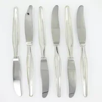 6 Bordsknivar, ca 20cm, Norge, blad i rostfritt stål, 830/1000 silver, bruttovikt: 444,2g Vikt: 444,2 g