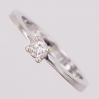 Ring, diamant 0,15ct W(H)VS, stl 16, vitguld, 14K  Vikt: 2,5 g