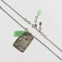 Halssmycke med gröna stenar, design björg, längd ca 52 cm, silver 925/1000 Vikt: 26,7 g