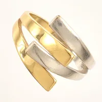 Ring, vitguld/ gulguld, stl 17¾, bredd ca 14mm, Guldfynd, 18K Vikt: 5,5 g