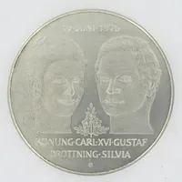 Silvermynt, Kungligt bröllop 19 juni 1976, nominellt 50kr, 925/1000-delar, 27g Vikt: 27 g