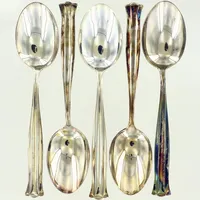 5 bordsskedar, längd 18,5cm, modell Birgitta, MEMA, nyskick, 830/1000 silver Vikt: 240,1 g