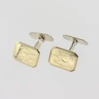 Ett par manschettknappar med monogram, mått ca 18x12mm,  	Guldvaruaktiebolaget G. Dahlgren & Co AbMalmö 1953, silver  Vikt: 9 g