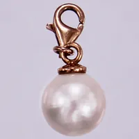 Hänge/charm med imiterad pärla, Thomas Sabo, längd: ca 2,2cm, Ø ca 10mm, förgylld, 925/1000 silver Vikt: 1,9 g
