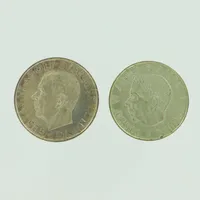 2 Mynt 5kr, Ø34mm, år 1952 samt 1955, 400/1000 silver Vikt: 40,8 g