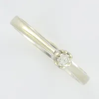 Ring med diamant, ca 0,05ct, stl 17, bredd 2mm, sliten, vitguld, 18K, 2,6g 