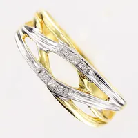 Ring, diamanter 6 x ca 0,005ct, stl 16¾, bredd 2,5-6,5mm, 18K - Finns för visning på Pantbanken Amiralsgatan  Vikt: 2 g