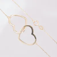 Collier Ankar med integrerat hänge i form av två hjärtan, 46cm, bredd 0,5mm, hängets längd är 34mm, bredd 16mm, 18K  Vikt: 1,9 g