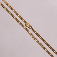 Kedja Pansar, ca 46cm, bredd 3mm, kistlås, GHA. 18K  Vikt: 19 g