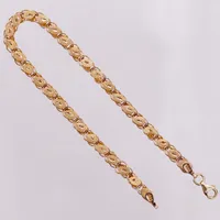 Armband, bladat, 19,5cm, bredd 4mm, 14K  Vikt: 4,8 g