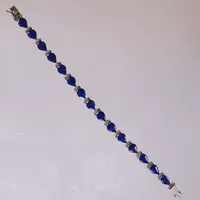 Armband med lapis lazuli, ca 18,5cm, bredd 7mm. 950/1000 silver  Vikt: 13,1 g