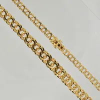 Collier Bismarck, doserad, längd 46 cm, bredd 5-9 mm, 18K. Vikt: 42,5 g