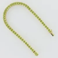 Armband med gröna stenar, längd 18,5cm, bredd 4mm, något skev i länk, 18K, 15,9g 