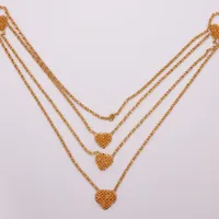 Collier, tredelat, hjärtan, 70cm, 22K   Vikt: 61,2 g