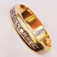 Ring, diamanter 10x ca 0,02ct, Ø18, bredd:5mm, 18K 4,6g.