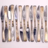13 knivar med rostfria korta blad, modell Rosenholm, GAB, gravyr, repor, 830/1000 silver. Bruttovikt 800,4g, 