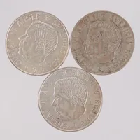 3 Mynt, Ø 34mm, Gustaf VI Adolf, 5KR, 1954-55, 400/1000  Vikt: 53,6 g