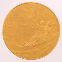 Mynt, "Känn ditt land svenska turistföreningen 1885-1985", Ø ca 6,5cm, Paul Dubois. gulmetall Vikt: 0 g