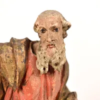 Skulptur, sakral, 1700-tal eller äldre, åldersbetingat slitage, delar saknas, kompletterad/renoverad, kvitto från Stockholms auktionsverk 2014, höjd ca 30cm Vikt: 0 g Skickas med postpaket.