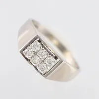Ring, Ø19¼, bredd 2-7mm,vitguld,  diamanter 6xca 0,07ct, 18K Vikt: 6,6 g